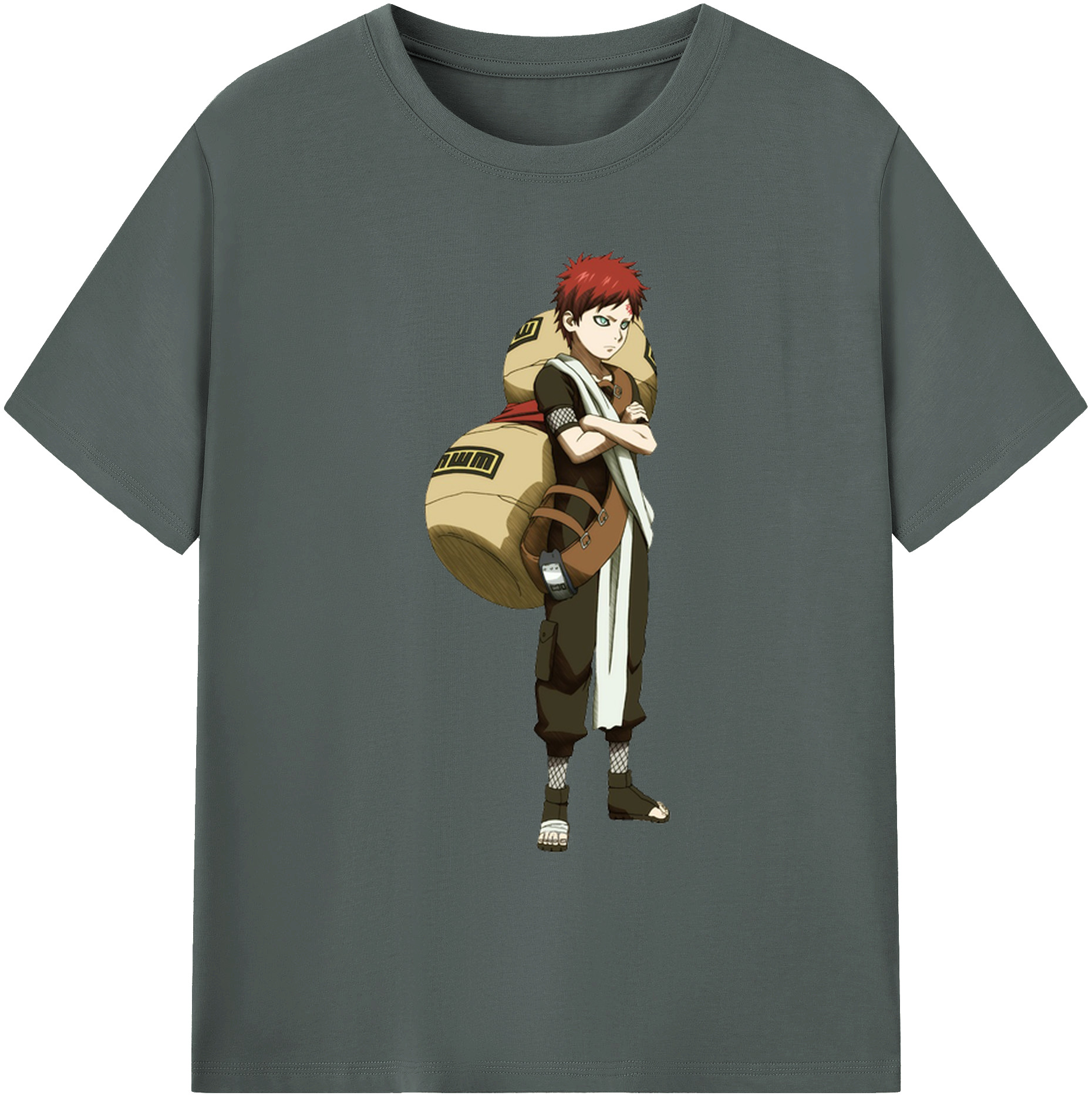 （画像用） NARUTO -ナルト- ガアラ Gaara 綿100％ メンズ半袖Tシャツ｜肌触りやわらか＆通気性
